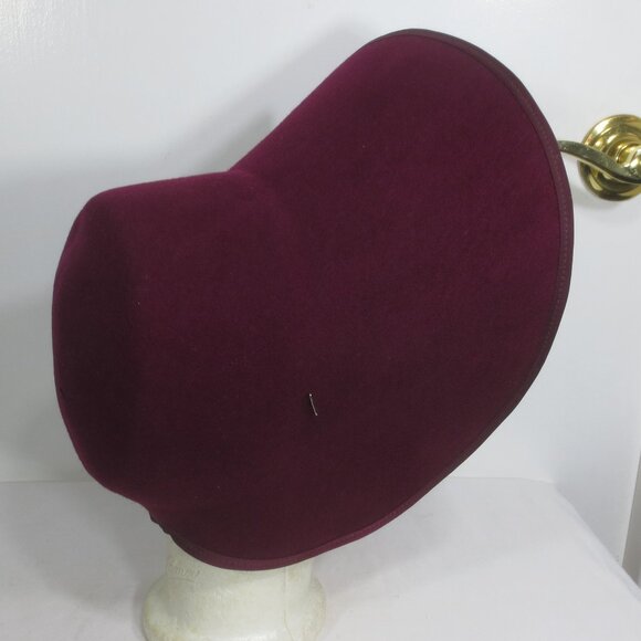 1860s Bonnet Hat Form Vintage Victorian Burgundy Wool Felt Costume Women\'s OSM main image 8